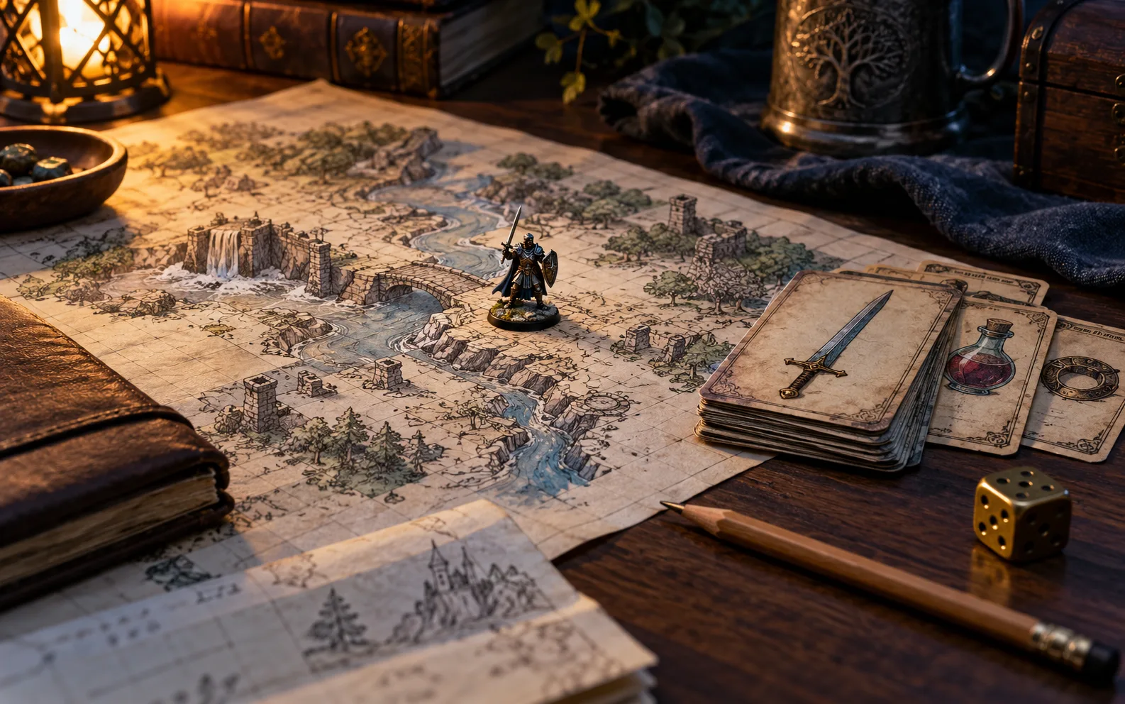 Mapped encounter and tabletop item cards